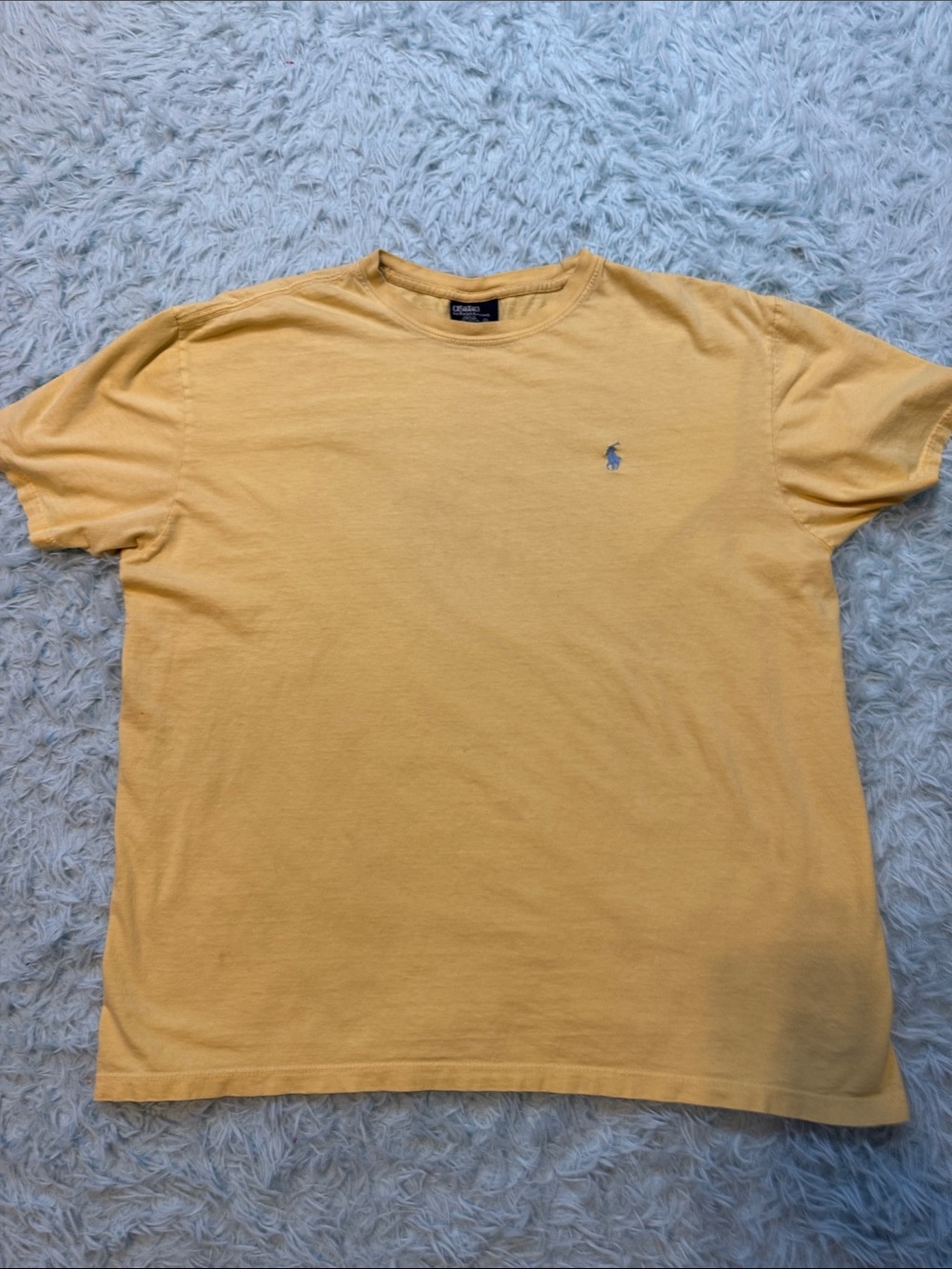 Polo by Ralph Lauren Men's Pale Yellow Crewneck Tee with Embroidered Pony 85